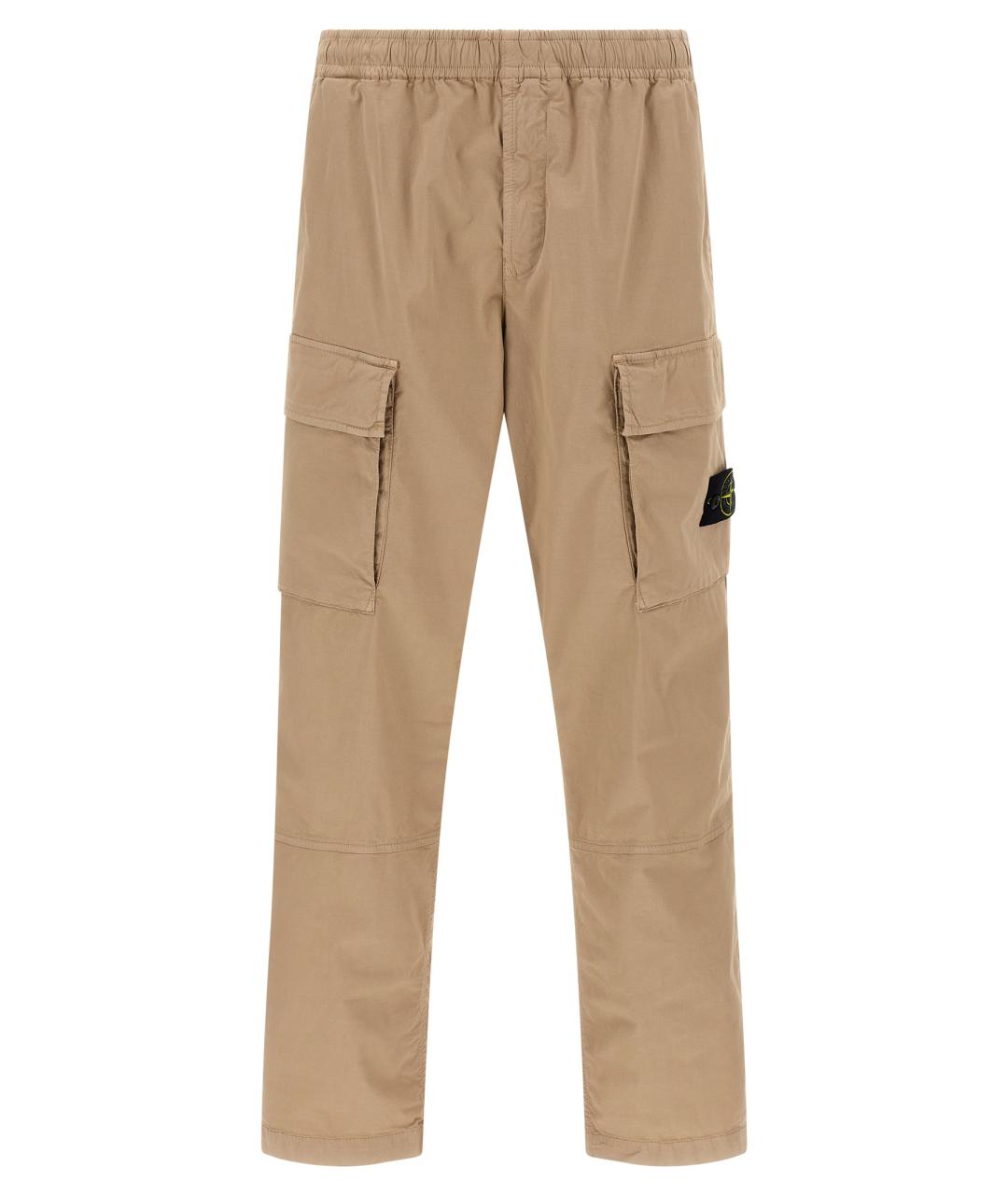 STONE ISLAND Бежевые хлопковые повседневные брюки, фото 1