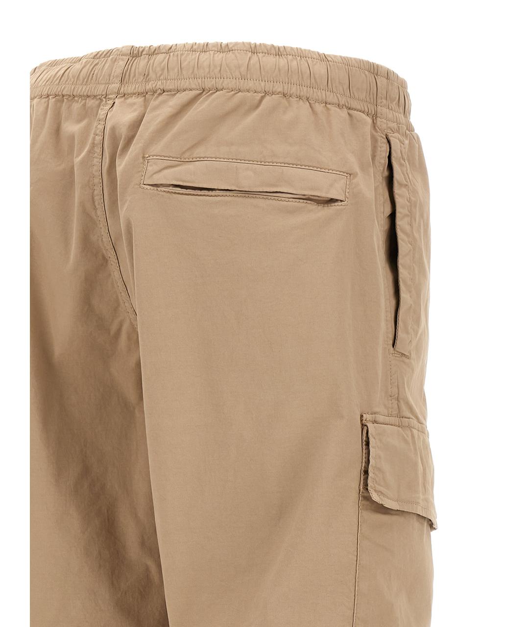 STONE ISLAND Бежевые хлопковые повседневные брюки, фото 4