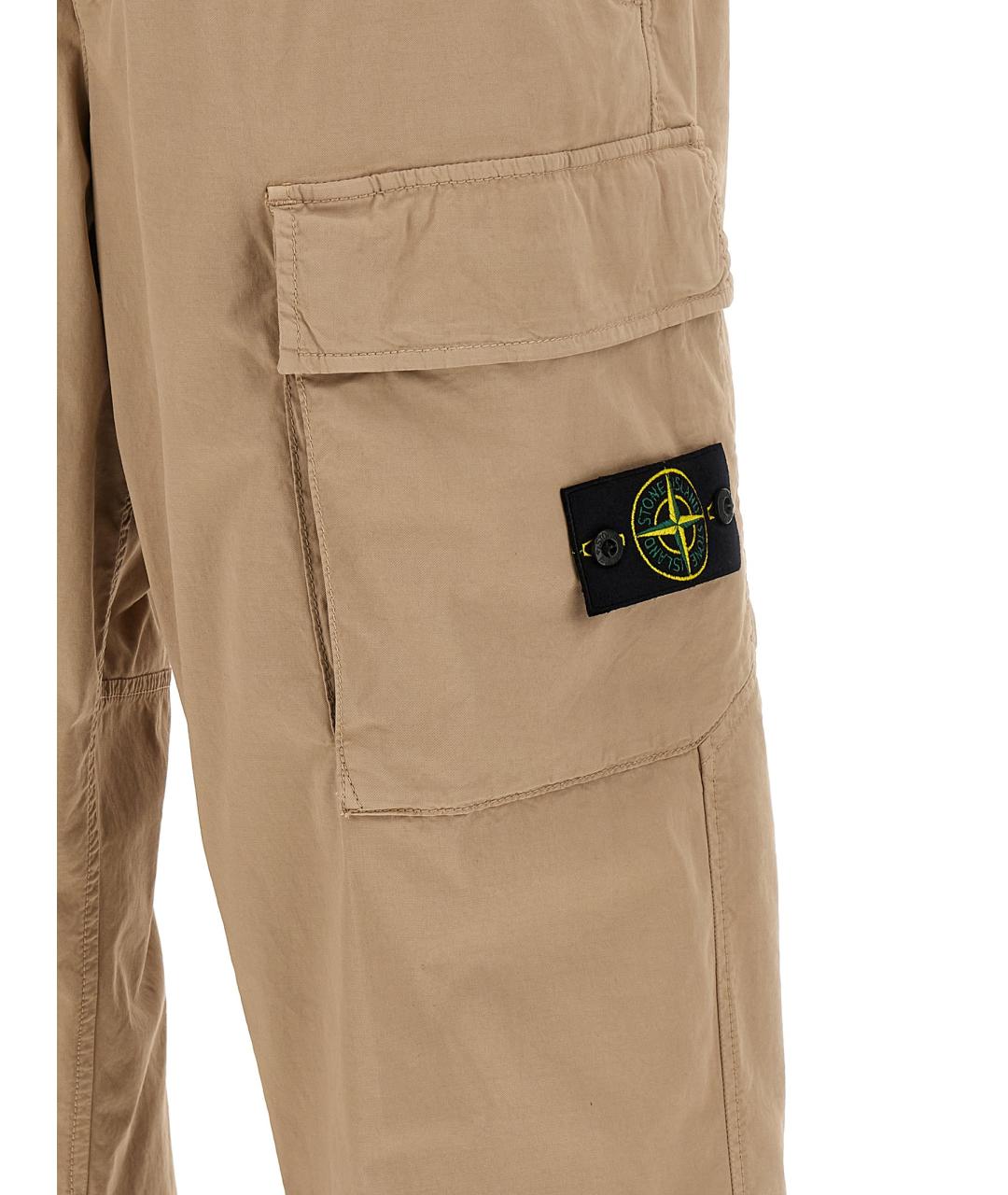 STONE ISLAND Бежевые хлопковые повседневные брюки, фото 5