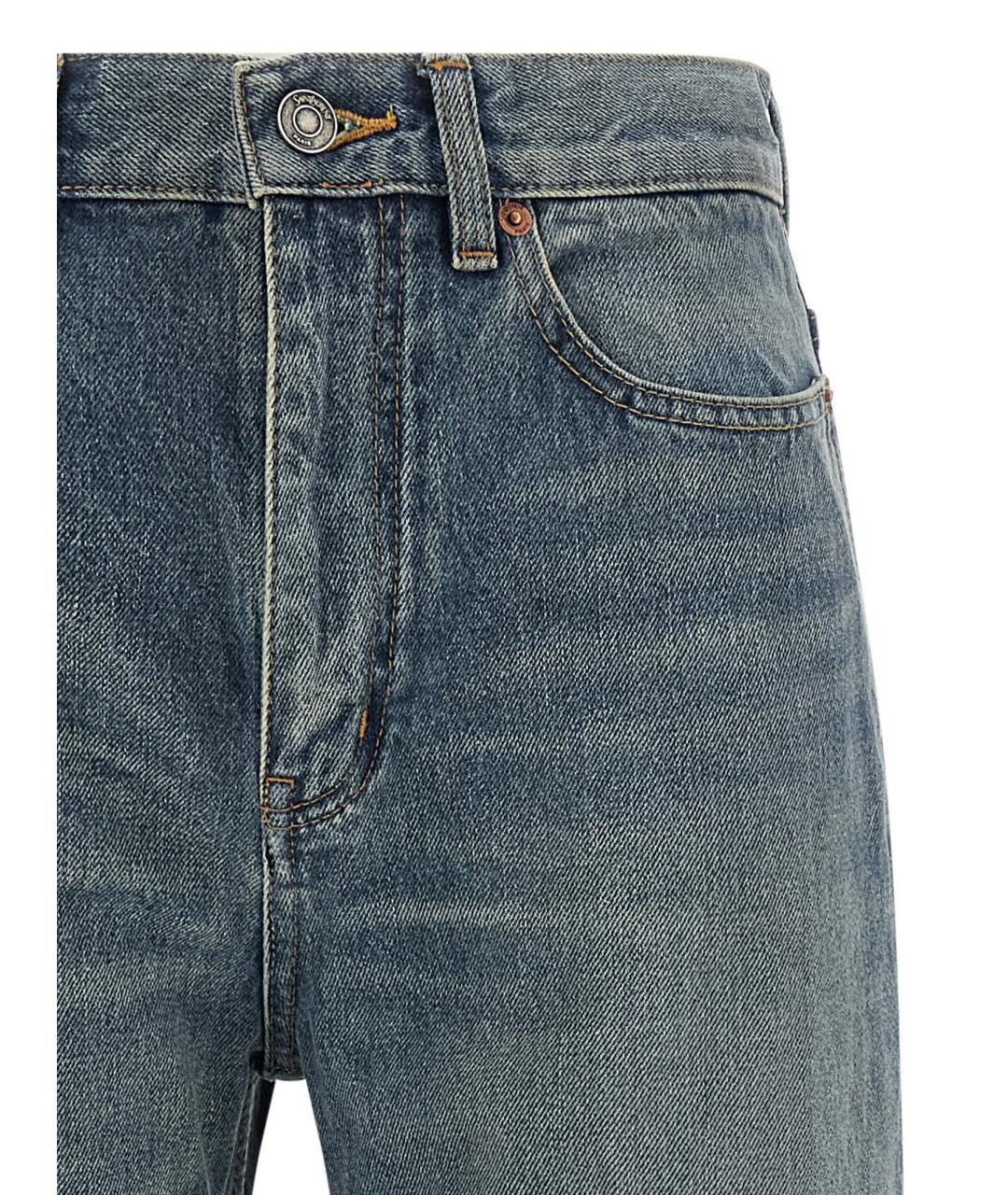 SAINT LAURENT Синие хлопковые прямые джинсы, фото 3