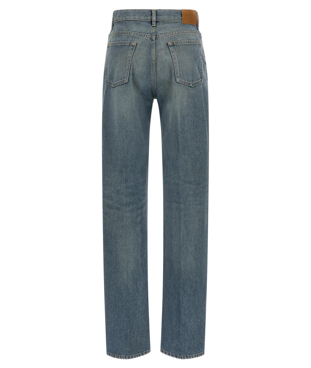 SAINT LAURENT Синие хлопковые прямые джинсы, фото 2