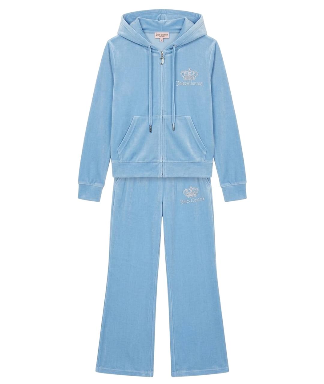 JUICY COUTURE Голубой велюровый костюм с брюками, фото 1
