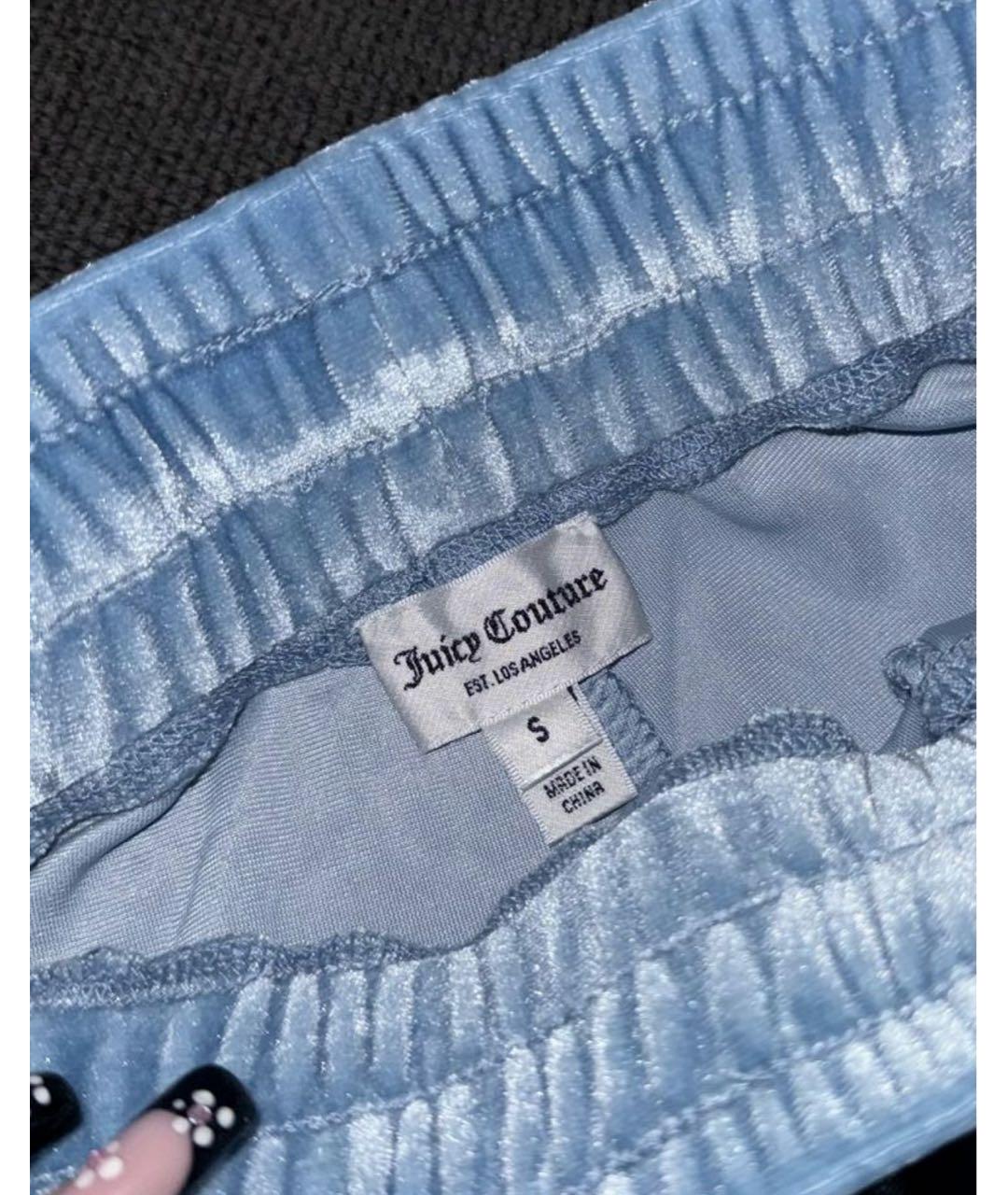 JUICY COUTURE Голубой велюровый костюм с брюками, фото 4