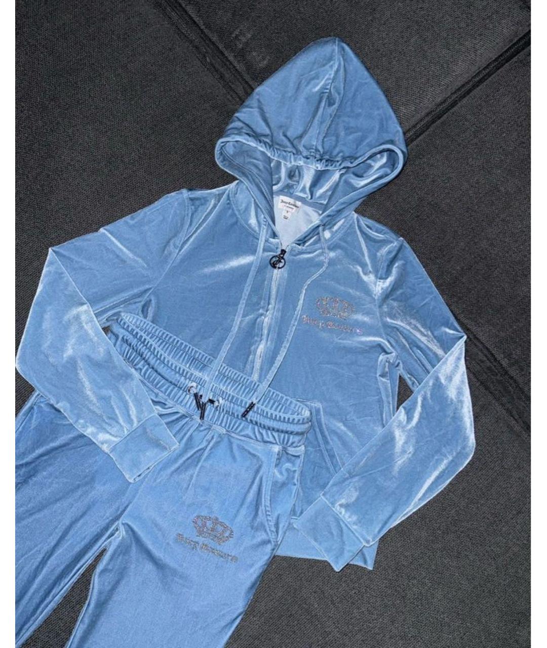 JUICY COUTURE Голубой велюровый костюм с брюками, фото 9