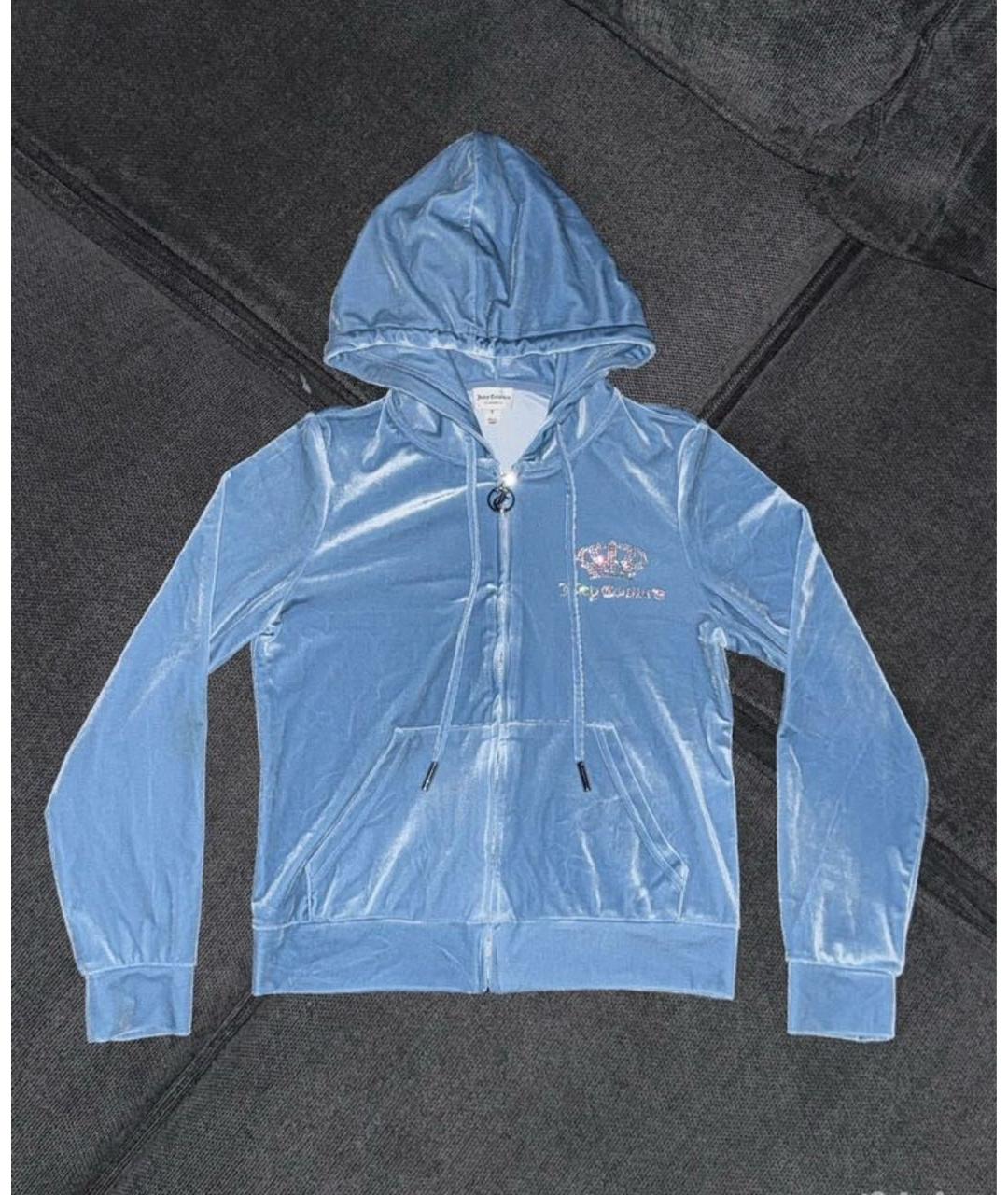 JUICY COUTURE Голубой велюровый костюм с брюками, фото 2