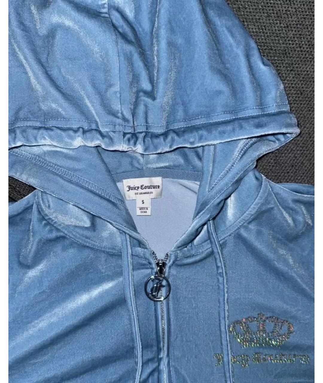 JUICY COUTURE Голубой велюровый костюм с брюками, фото 5