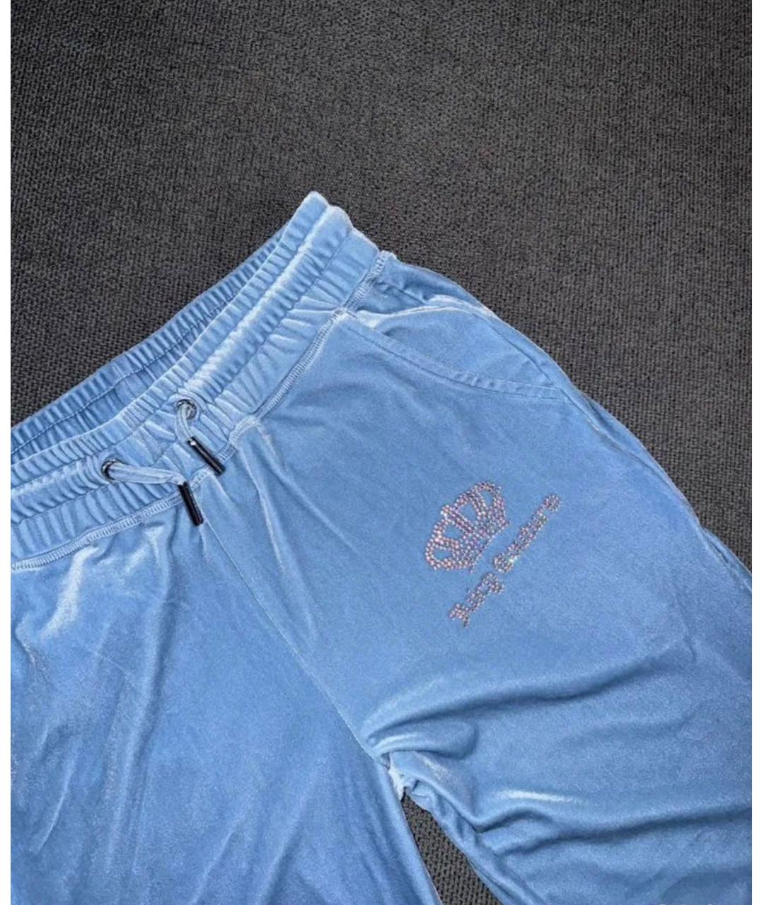 JUICY COUTURE Голубой велюровый костюм с брюками, фото 8