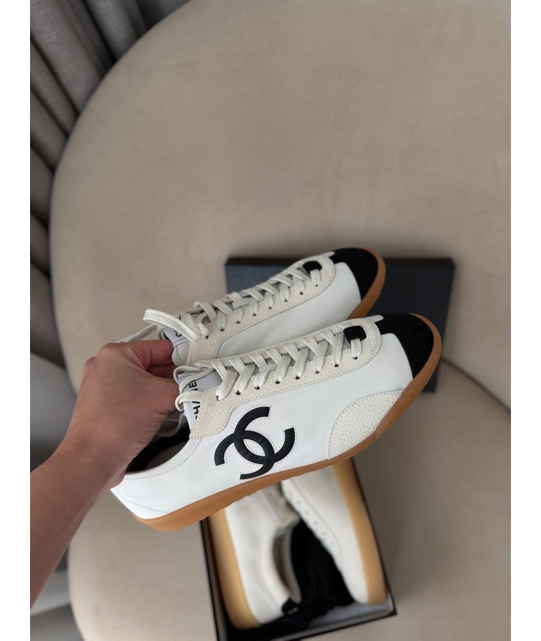 CHANEL Белые кожаные кеды, фото 5