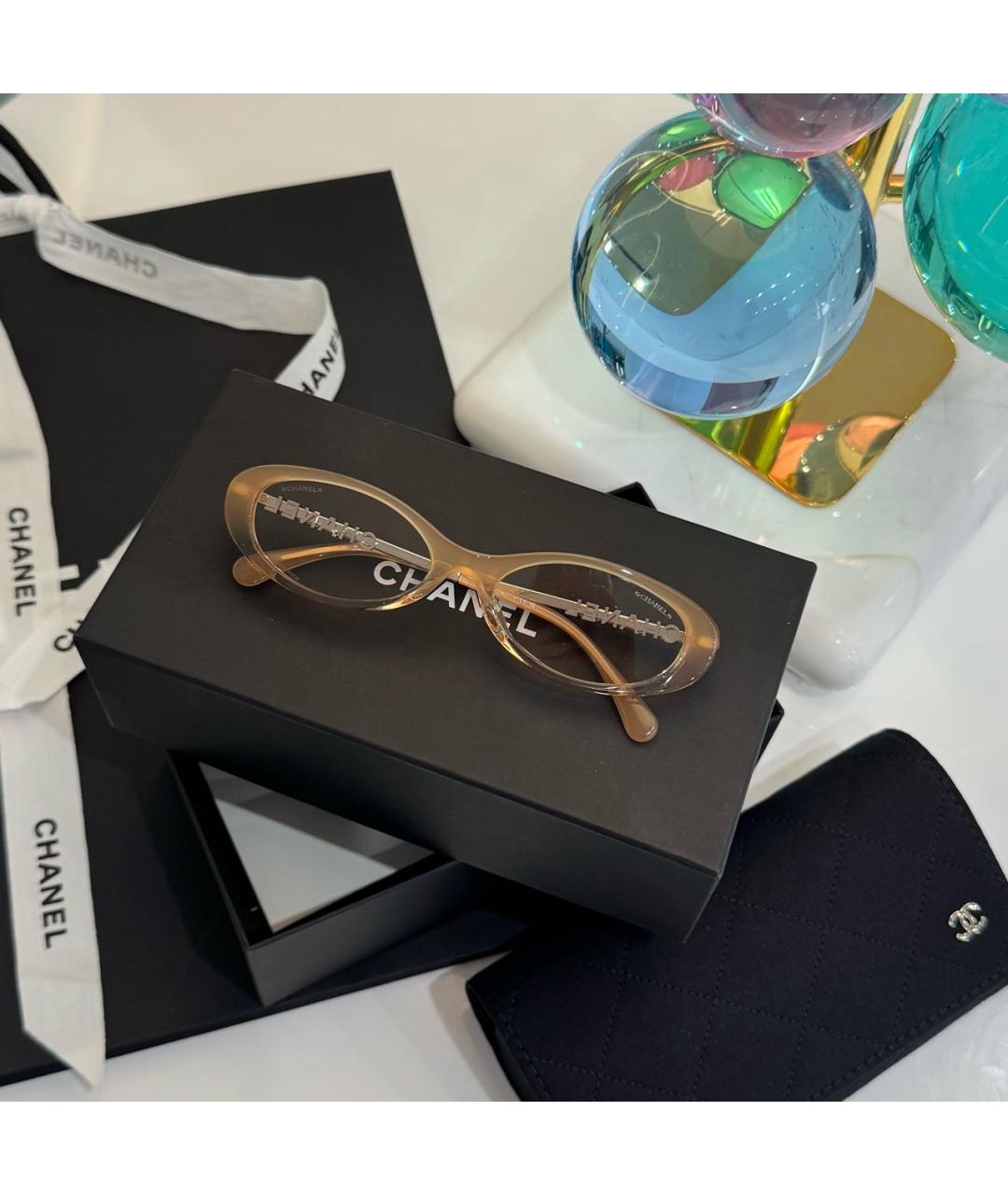 CHANEL Розовые металлические солнцезащитные очки, фото 3