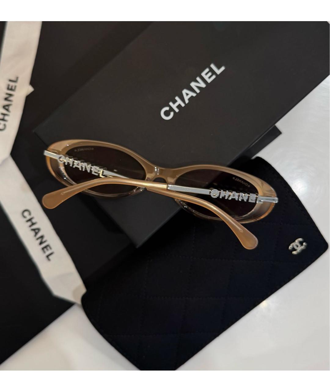 CHANEL Розовые металлические солнцезащитные очки, фото 5