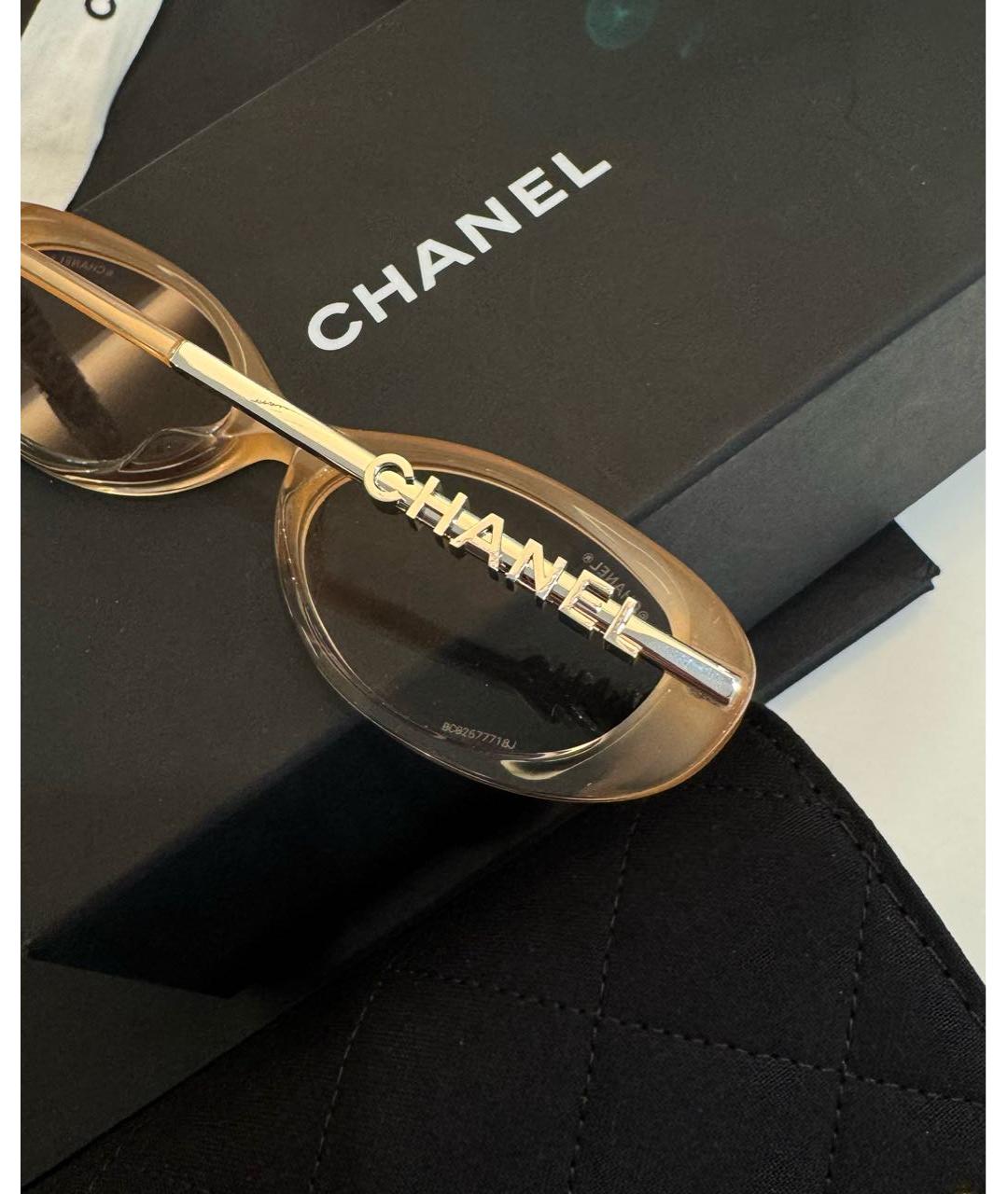 CHANEL Розовые металлические солнцезащитные очки, фото 4