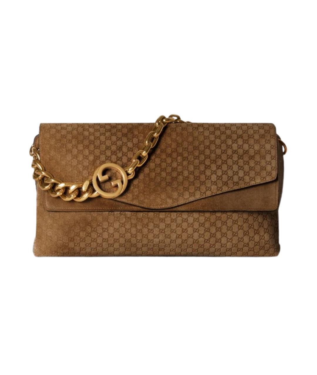 GUCCI Коричневая замшевая сумка через плечо, фото 1