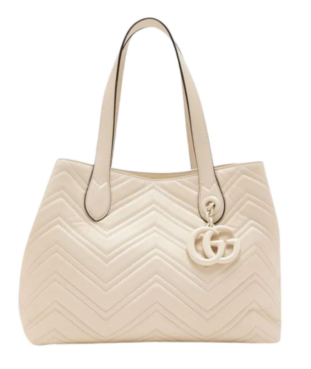 GUCCI Бежевая кожаная сумка тоут, фото 1