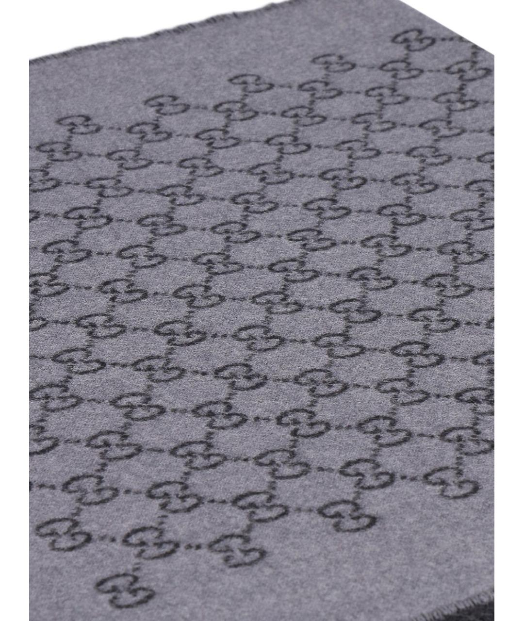 GUCCI Серый шерстяной шарф, фото 3