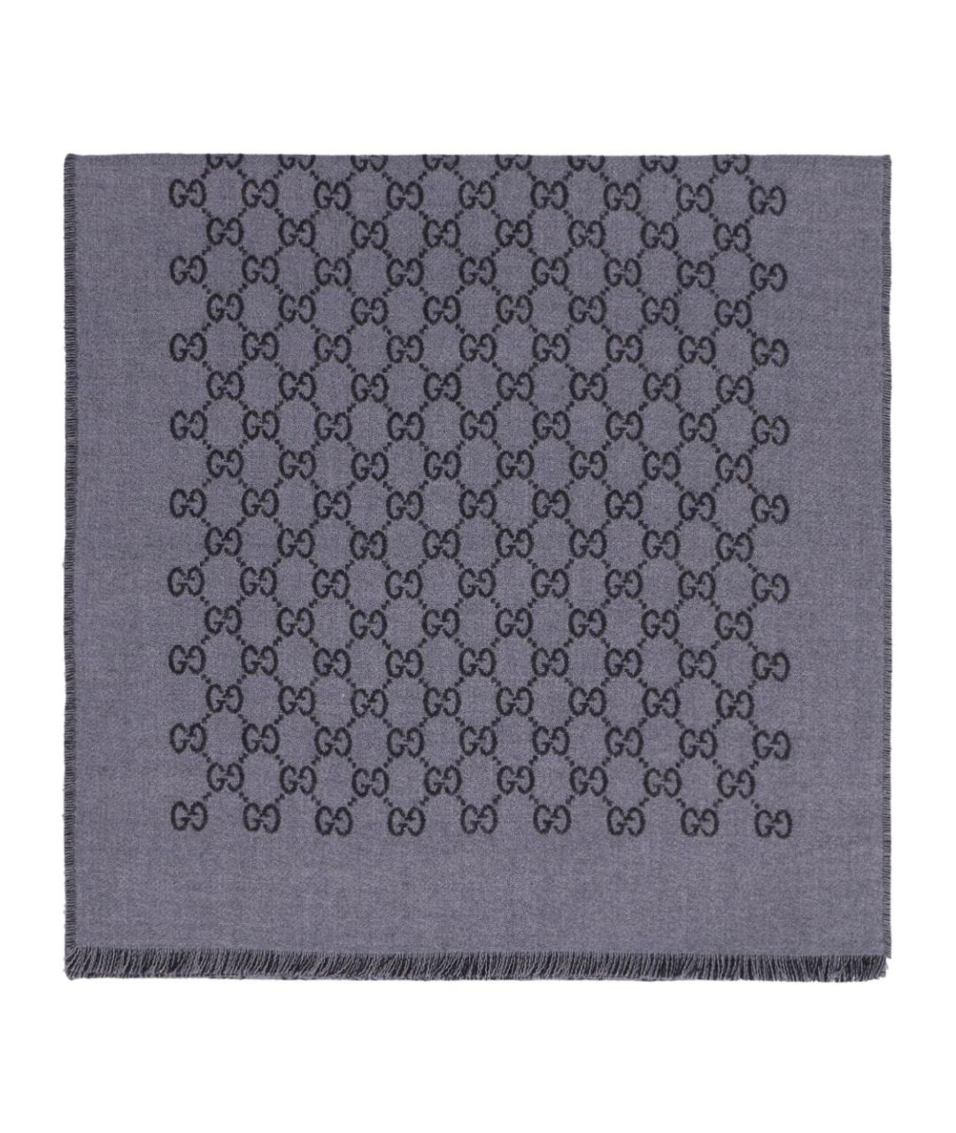 GUCCI Серый шерстяной шарф, фото 1