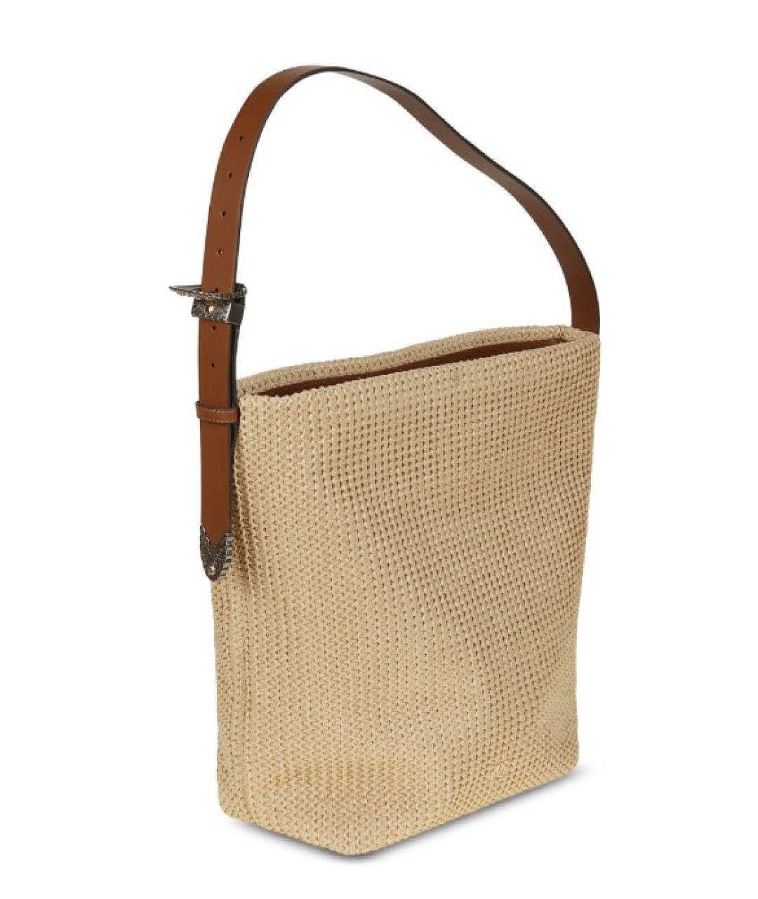 PINKO Бежевая пелетеная сумка тоут, фото 3