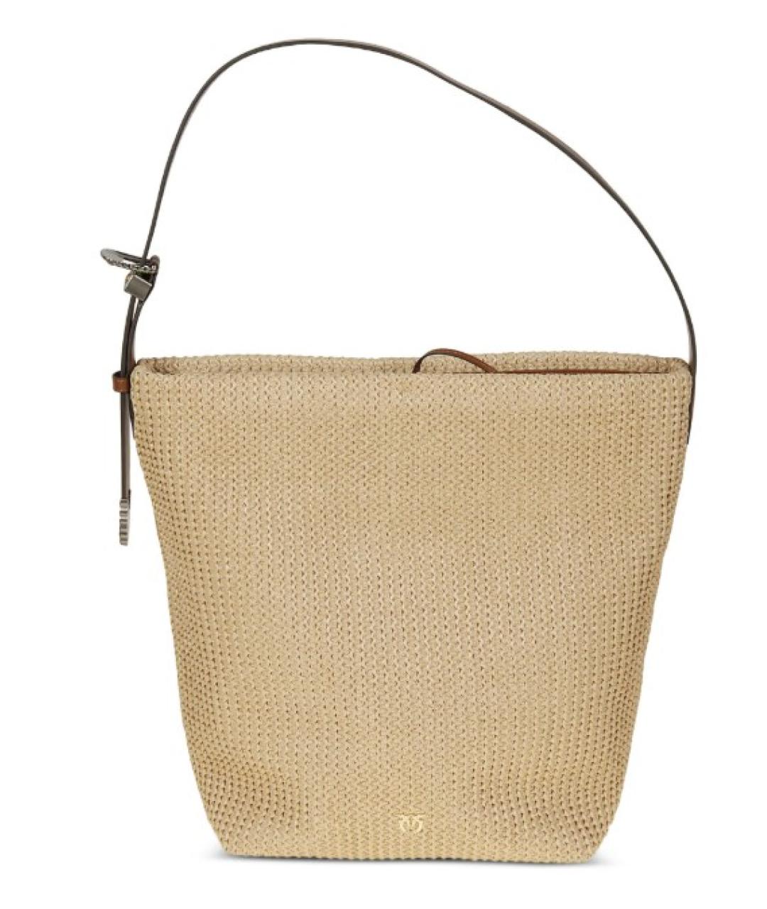 PINKO Бежевая пелетеная сумка тоут, фото 1