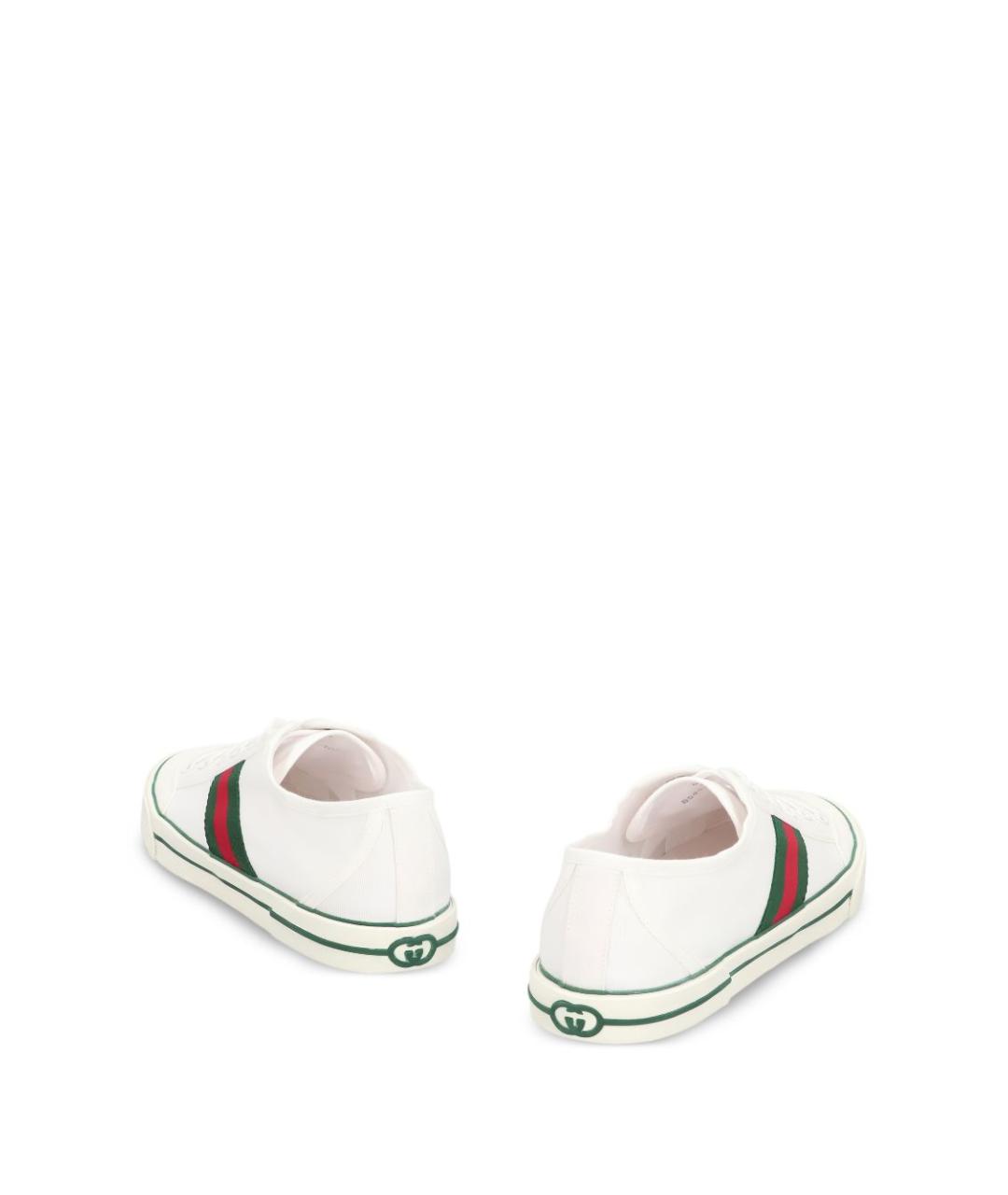 GUCCI Белые текстильные низкие кроссовки / кеды, фото 4