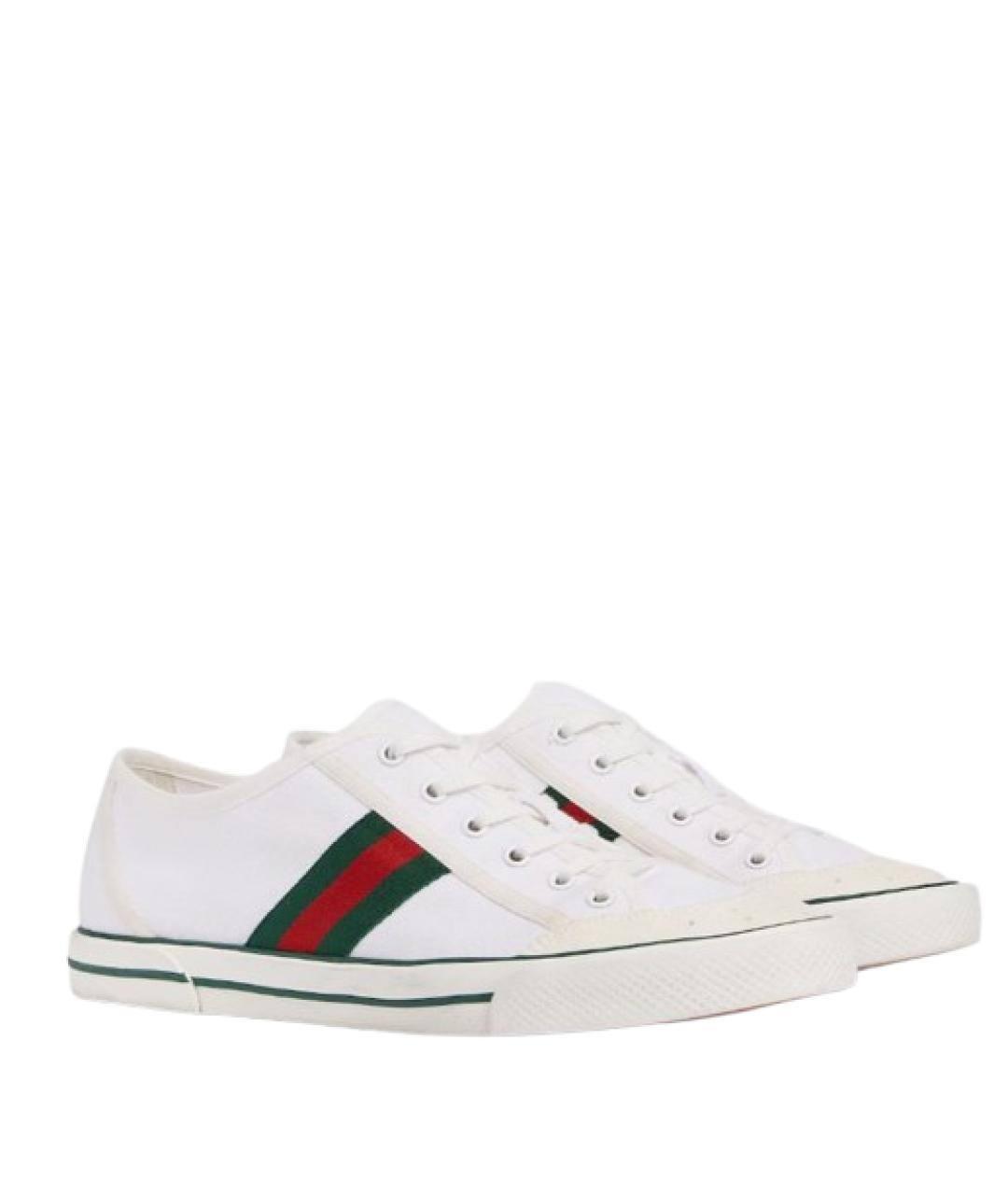 GUCCI Белые текстильные низкие кроссовки / кеды, фото 2