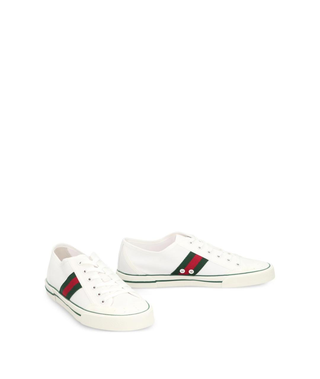 GUCCI Белые текстильные низкие кроссовки / кеды, фото 3