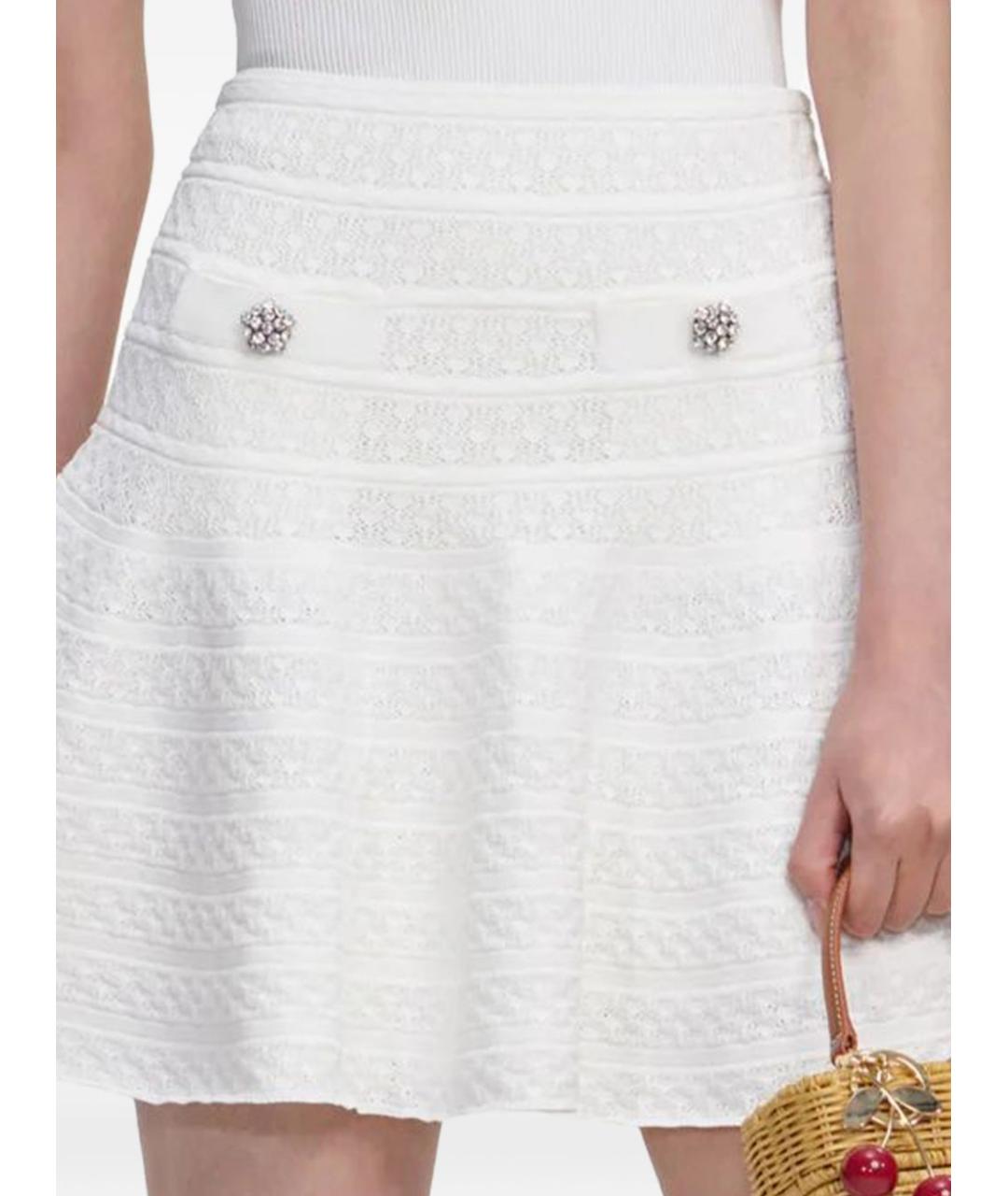 SELF-PORTRAIT Белая вискозная юбка мини, фото 3