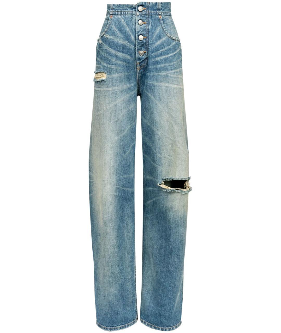 MM6 MAISON MARGIELA Голубые хлопковые прямые джинсы, фото 1
