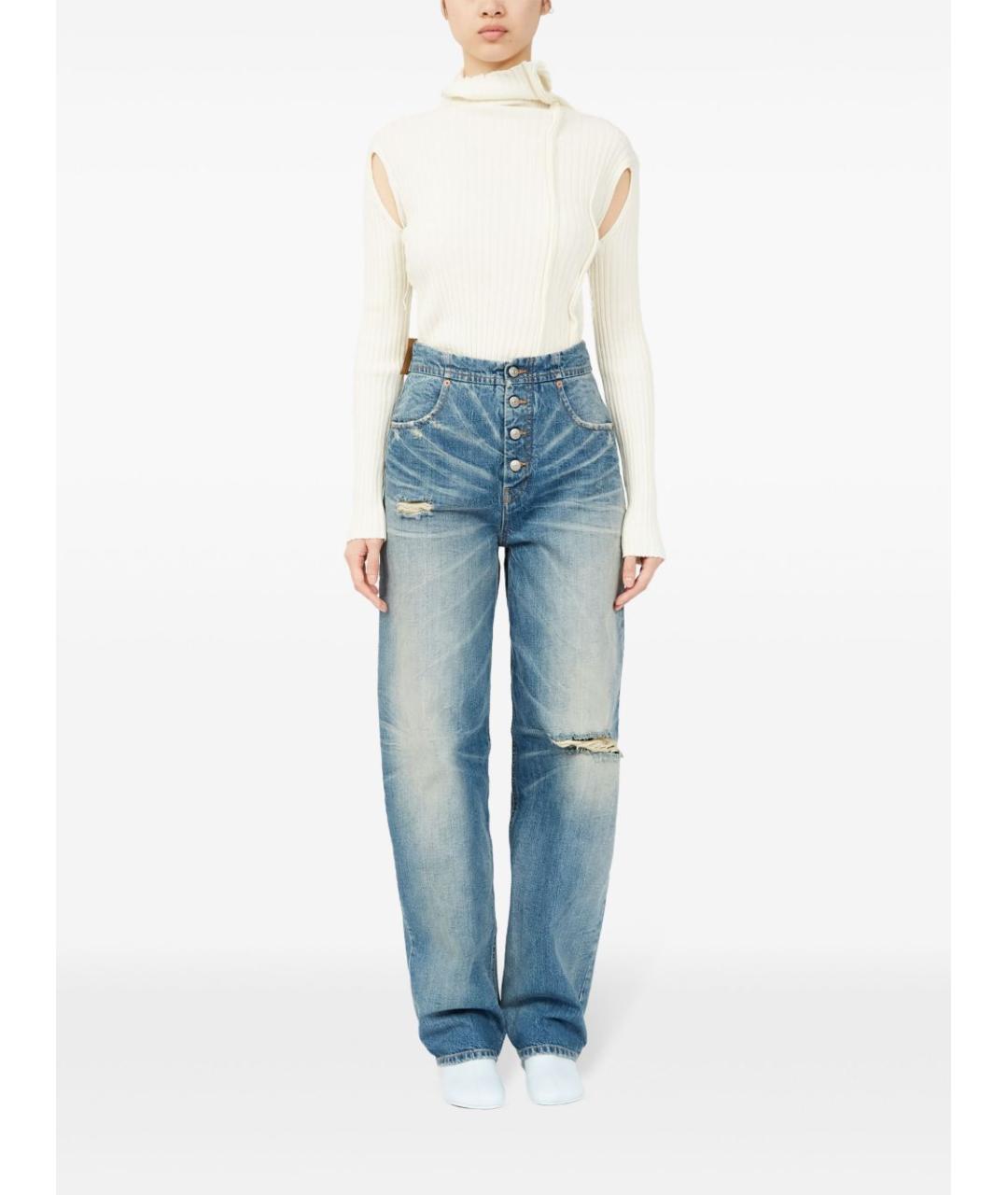MM6 MAISON MARGIELA Голубые хлопковые прямые джинсы, фото 3