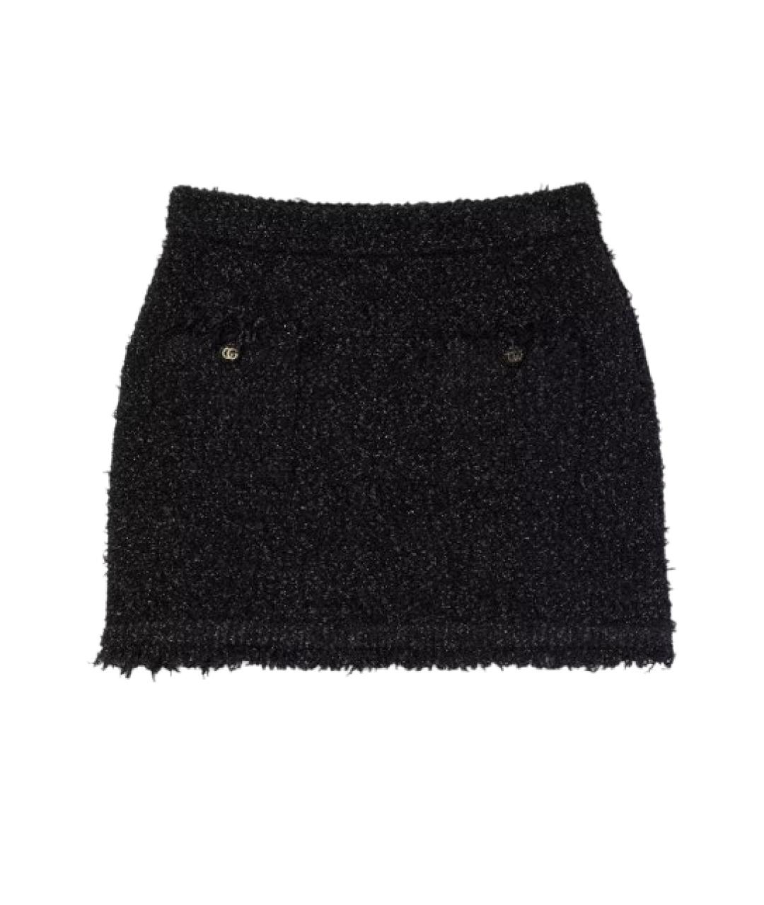 GUCCI Черная вискозная юбка мини, фото 1