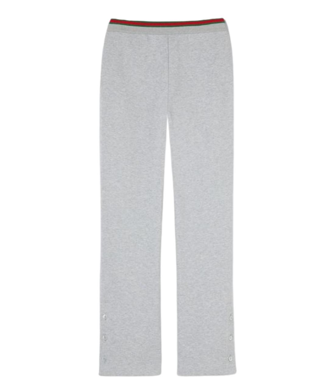 GUCCI Серые хлопковые прямые брюки, фото 1