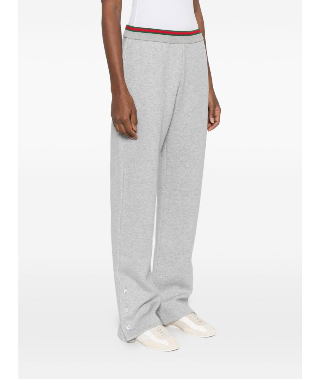 GUCCI Серые хлопковые прямые брюки, фото 3