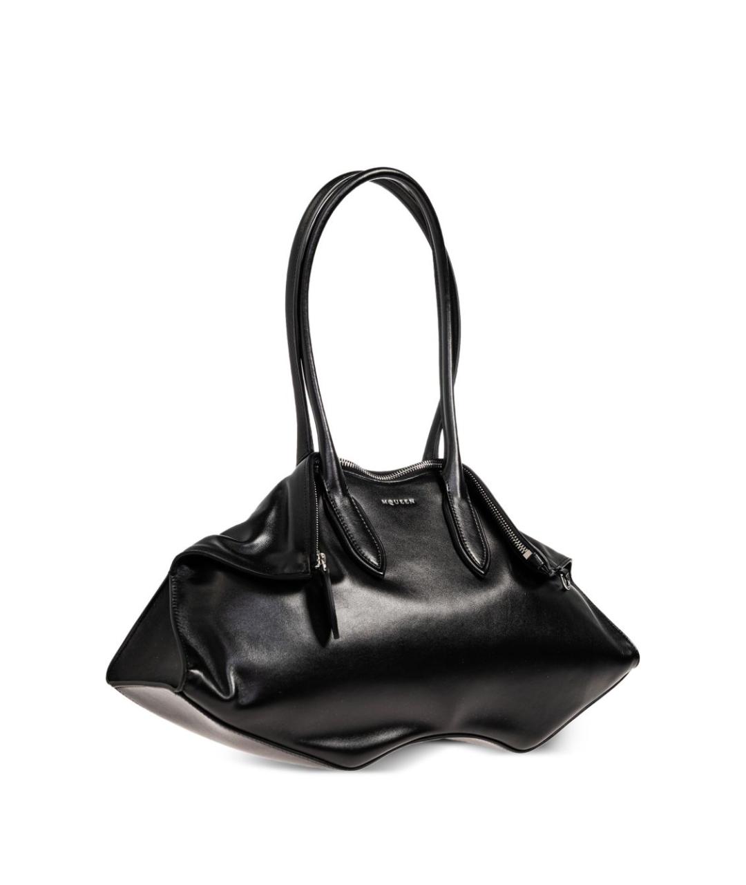 ALEXANDER MCQUEEN Черная кожаная сумка тоут, фото 5