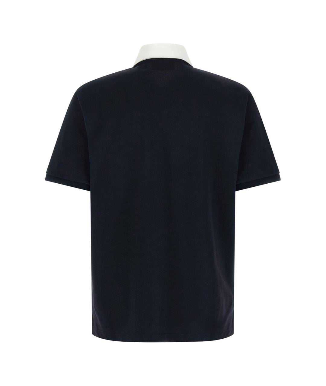 GUCCI Темно-синее хлопковое поло с коротким рукавом, фото 3