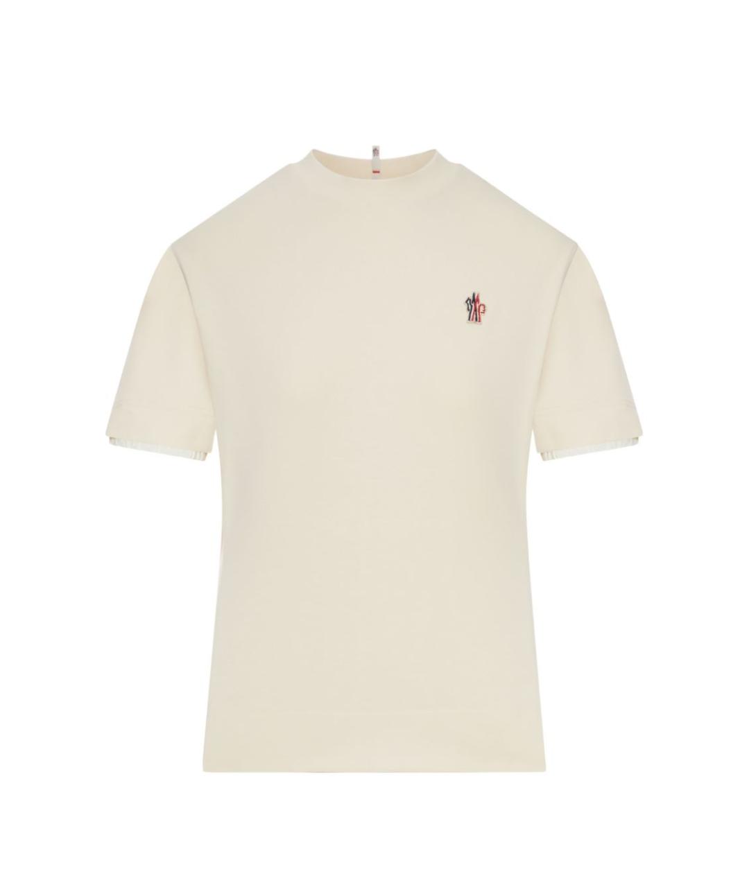 MONCLER GRENOBLE Бежевая хлопковая футболка, фото 1
