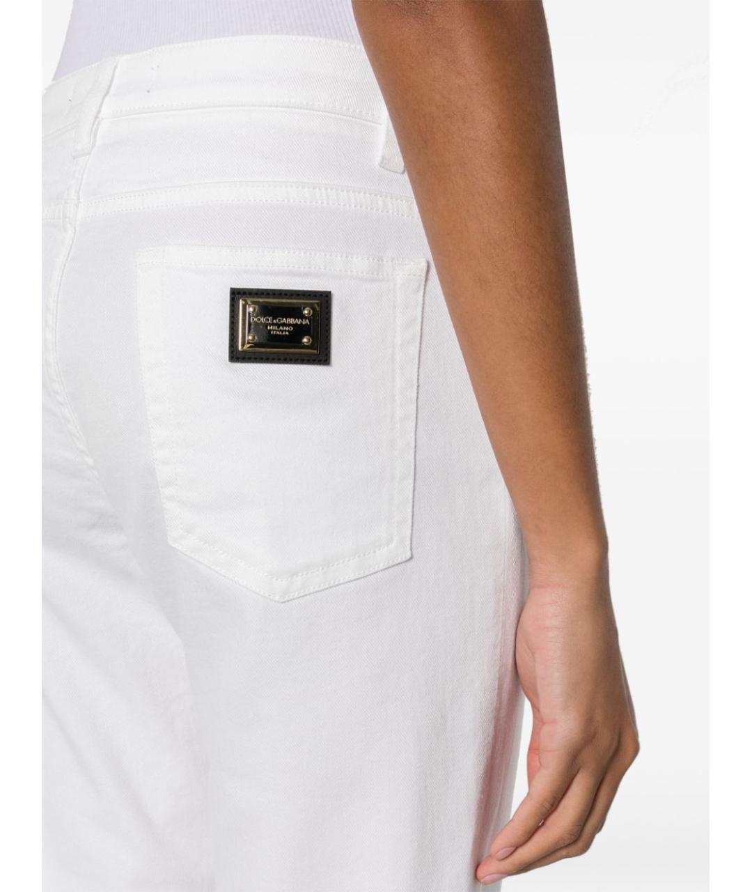 DOLCE&GABBANA Белые хлопковые прямые брюки, фото 5