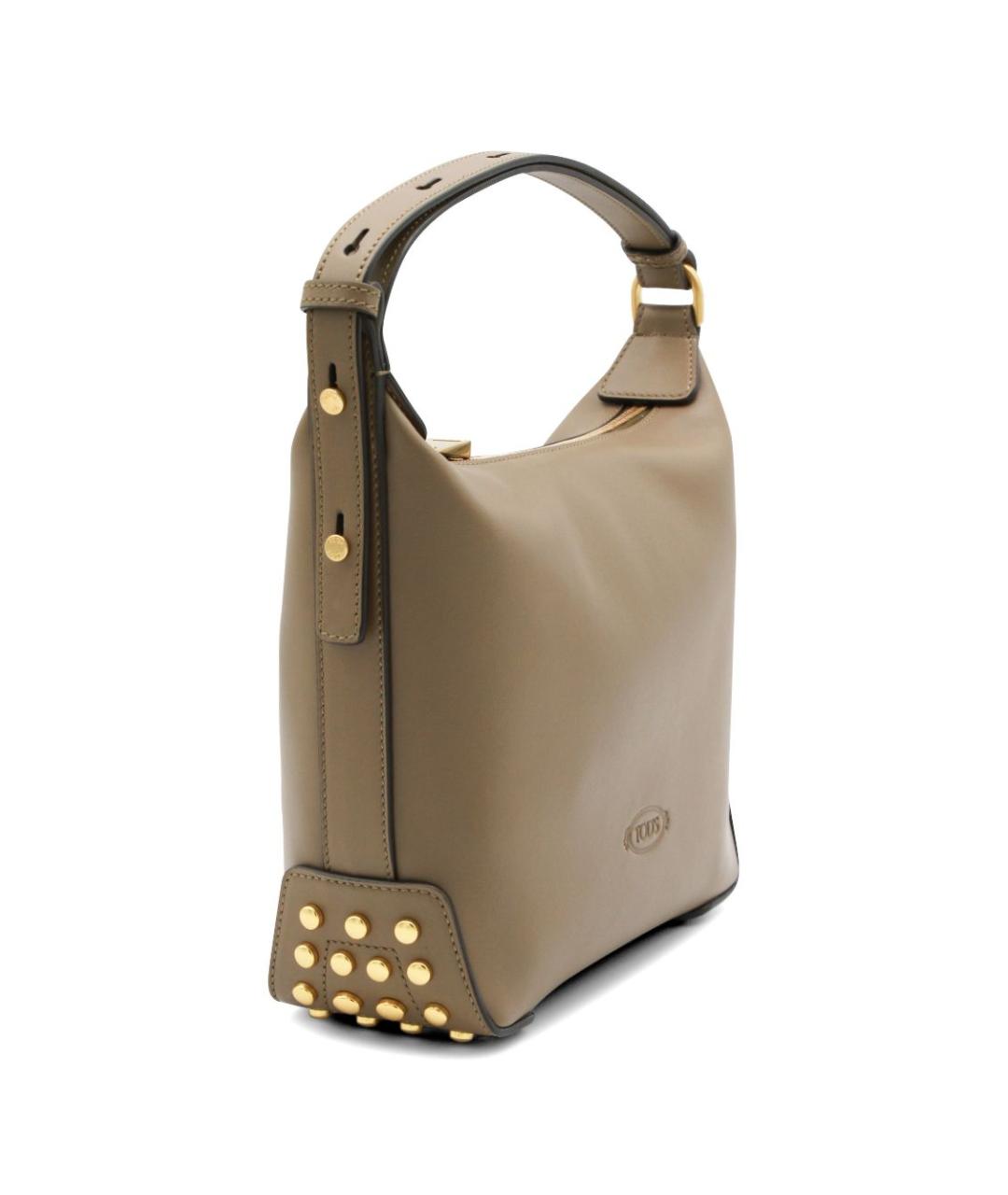 TOD'S Бежевая кожаная сумка с короткими ручками, фото 2