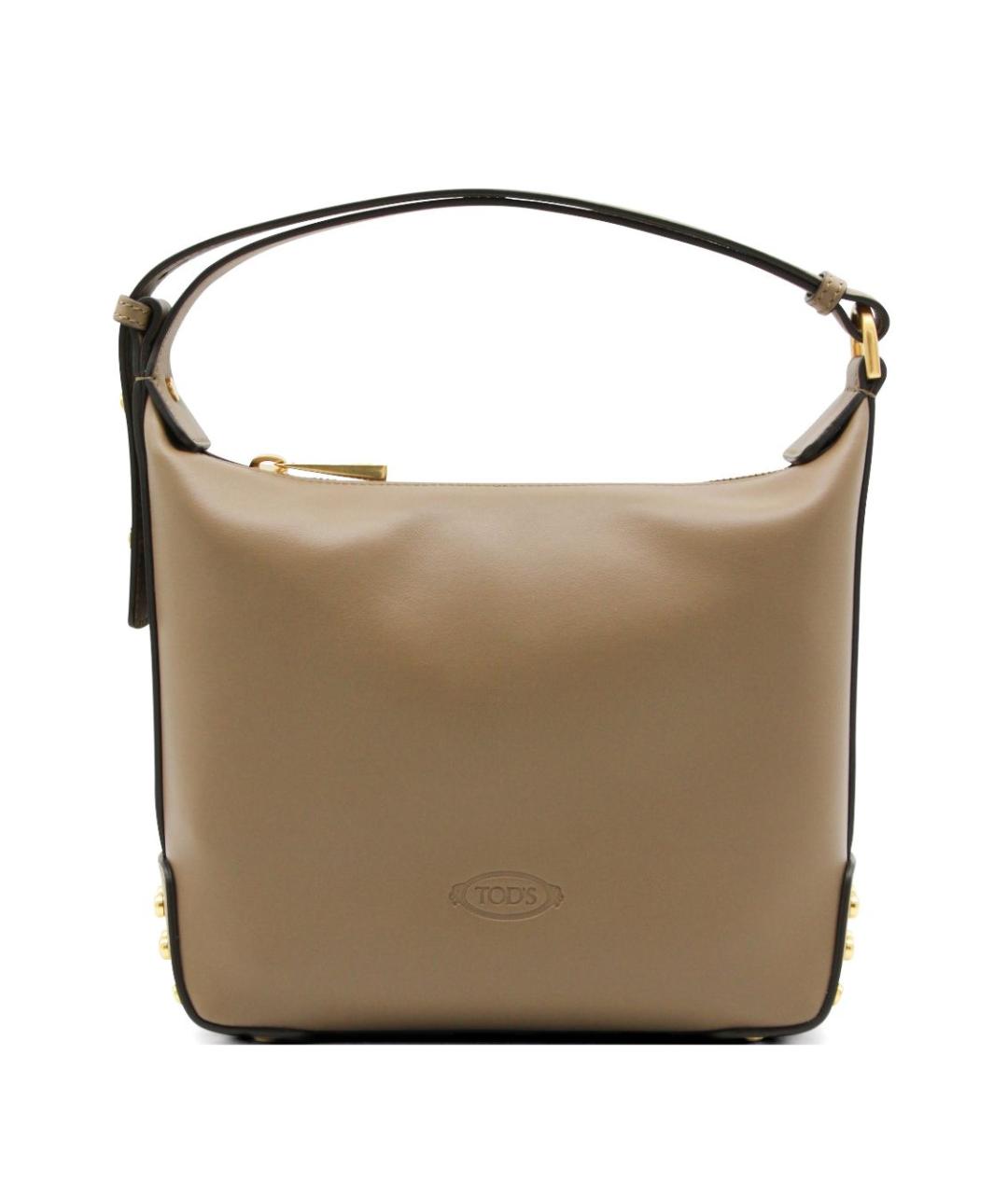 TOD'S Бежевая кожаная сумка с короткими ручками, фото 1