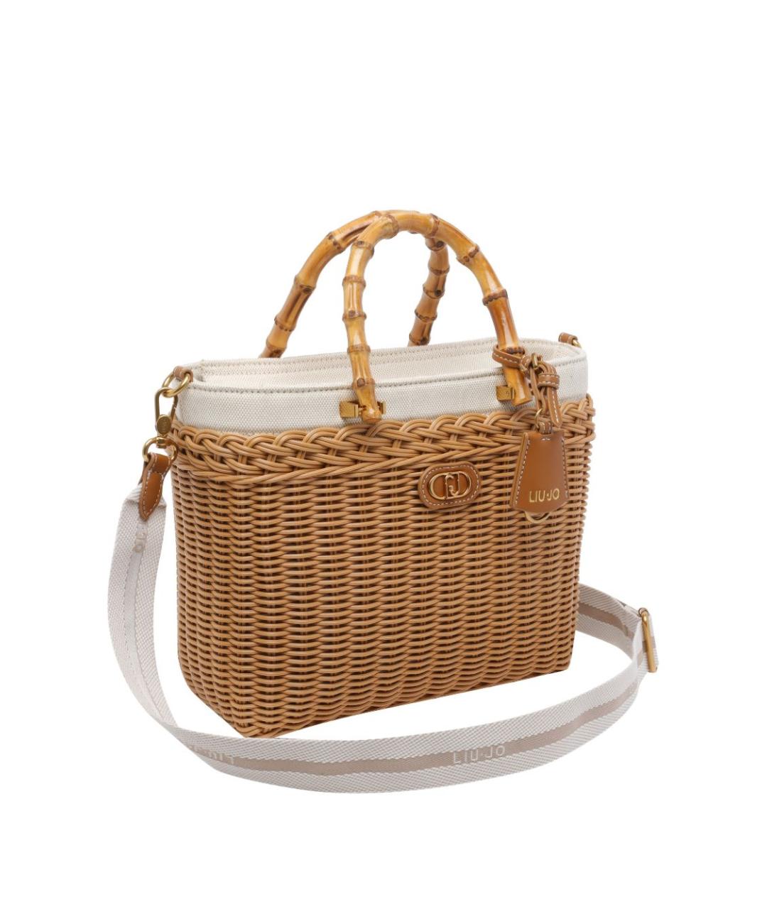 LIU JO Бежевая пелетеная сумка тоут, фото 4