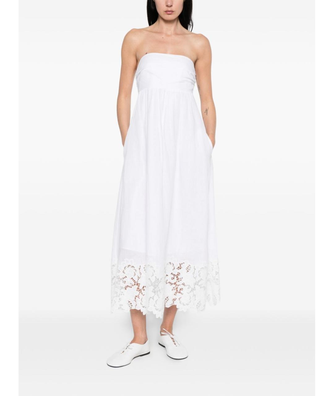 MAX MARA STUDIO Белое хлопковое повседневное платье, фото 2