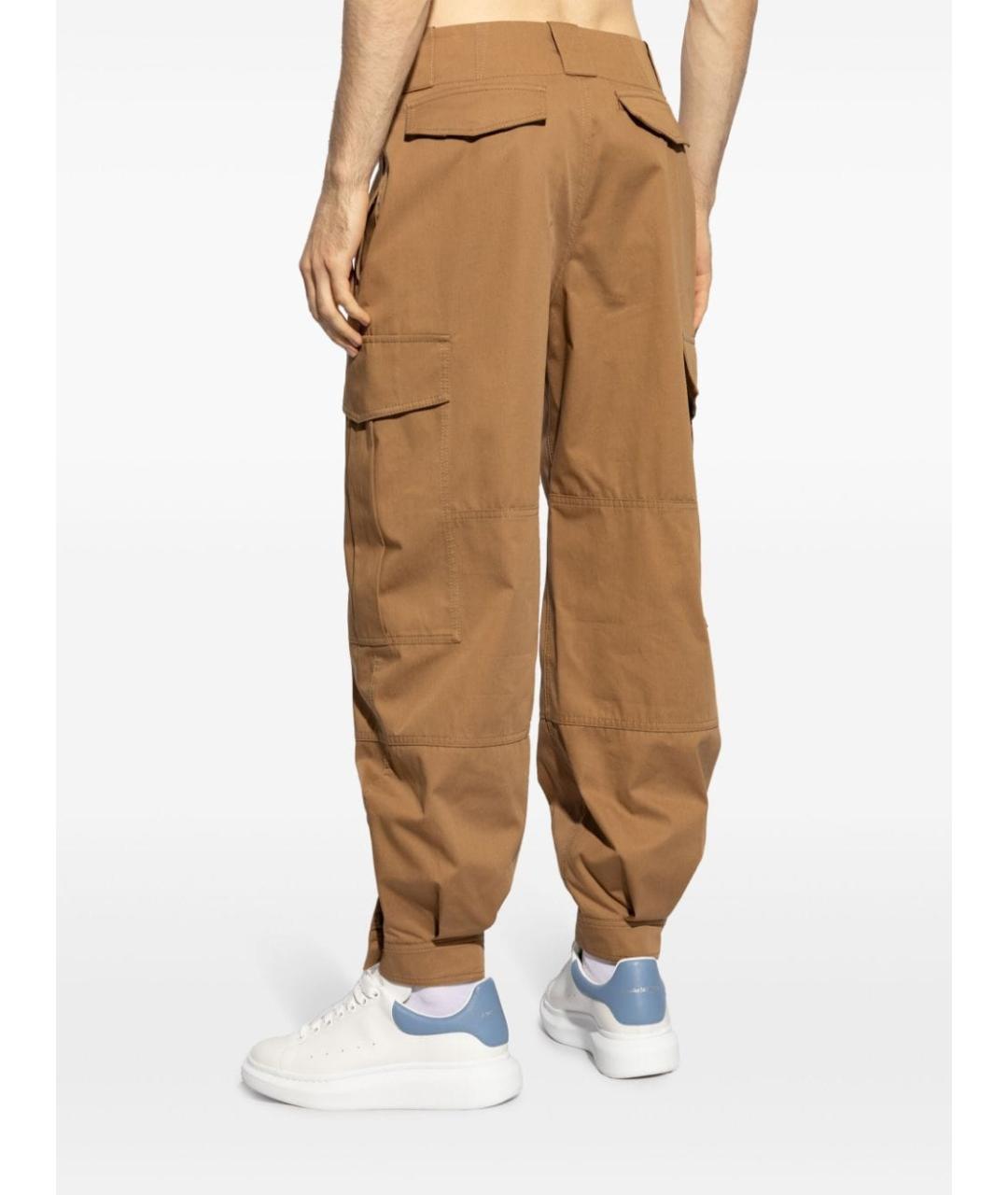 ALEXANDER MCQUEEN Коричневые хлопковые повседневные брюки, фото 2