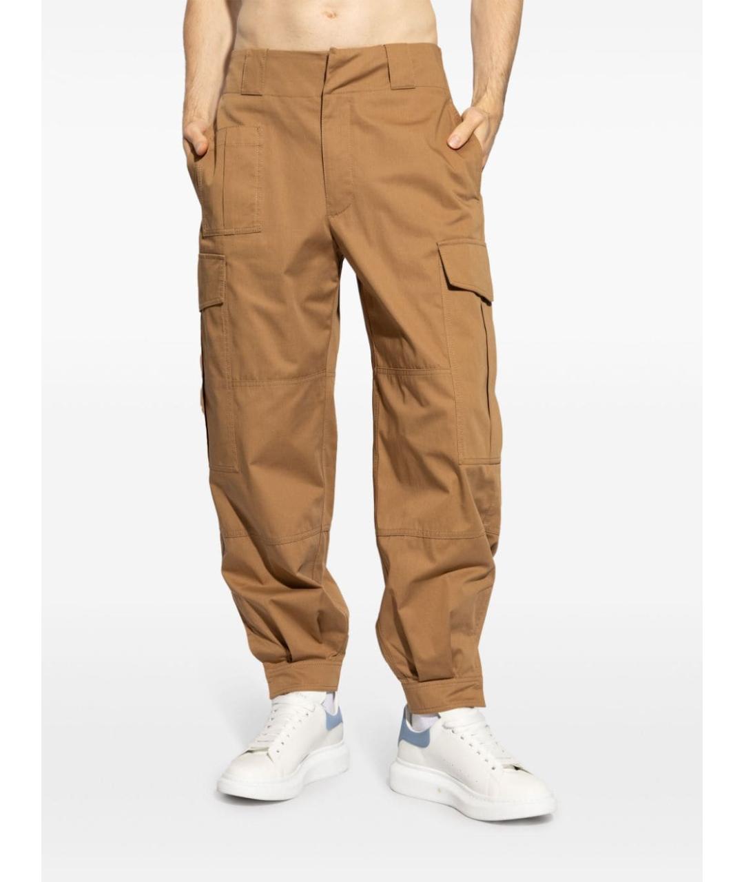 ALEXANDER MCQUEEN Коричневые хлопковые повседневные брюки, фото 4