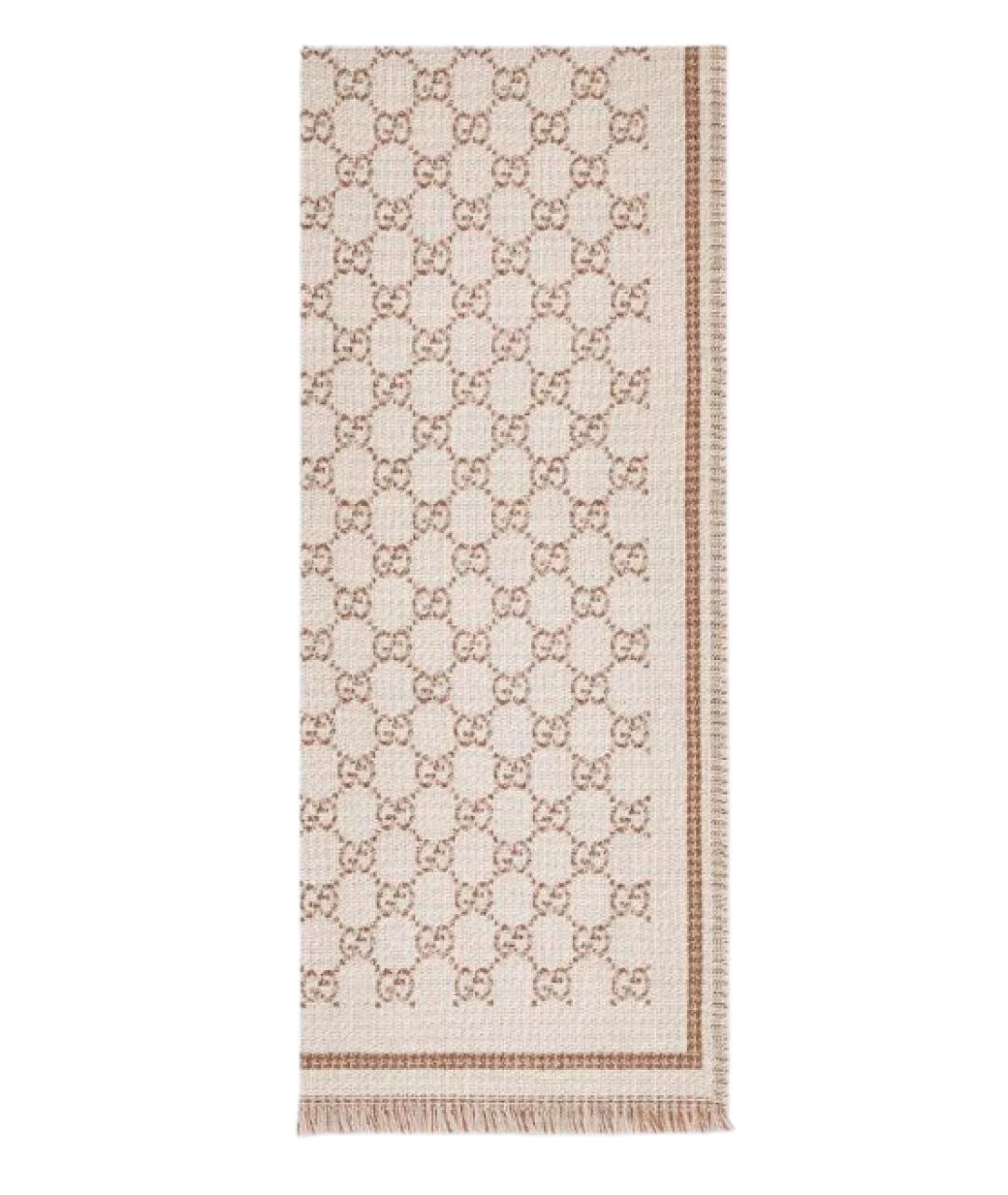 GUCCI Бежевый шерстяной шарф, фото 1