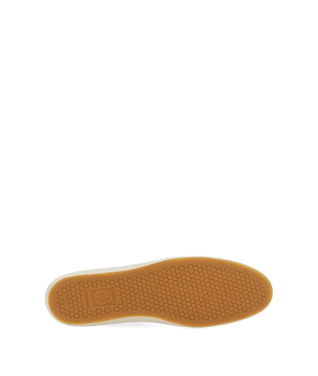 MONCLER Бежевые кожаные низкие кроссовки / кеды, фото 2