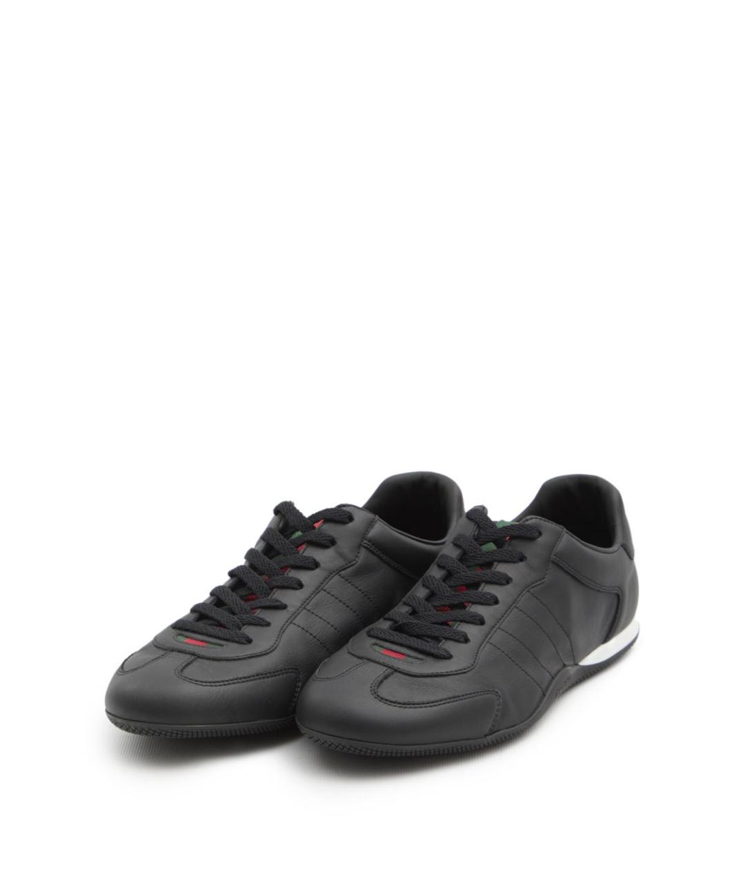 GUCCI Черные кожаные низкие кроссовки / кеды, фото 3