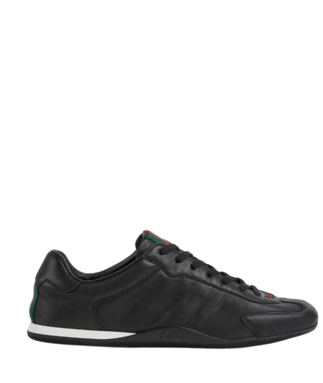 GUCCI Черные кожаные низкие кроссовки / кеды, фото 1