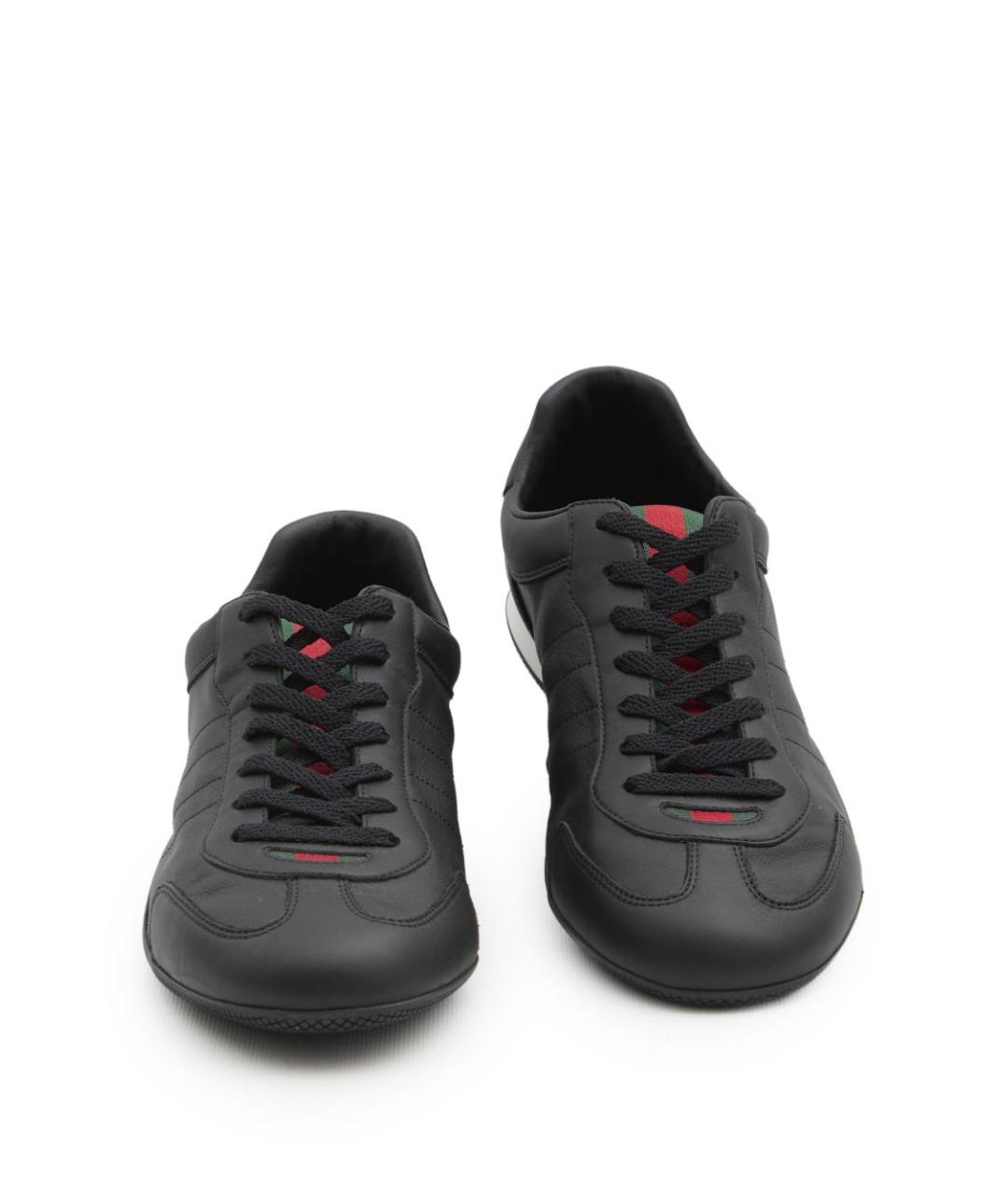 GUCCI Черные кожаные низкие кроссовки / кеды, фото 6