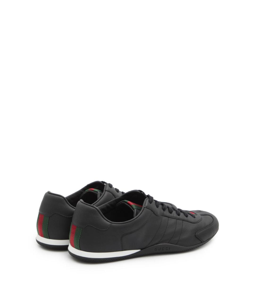 GUCCI Черные кожаные низкие кроссовки / кеды, фото 5