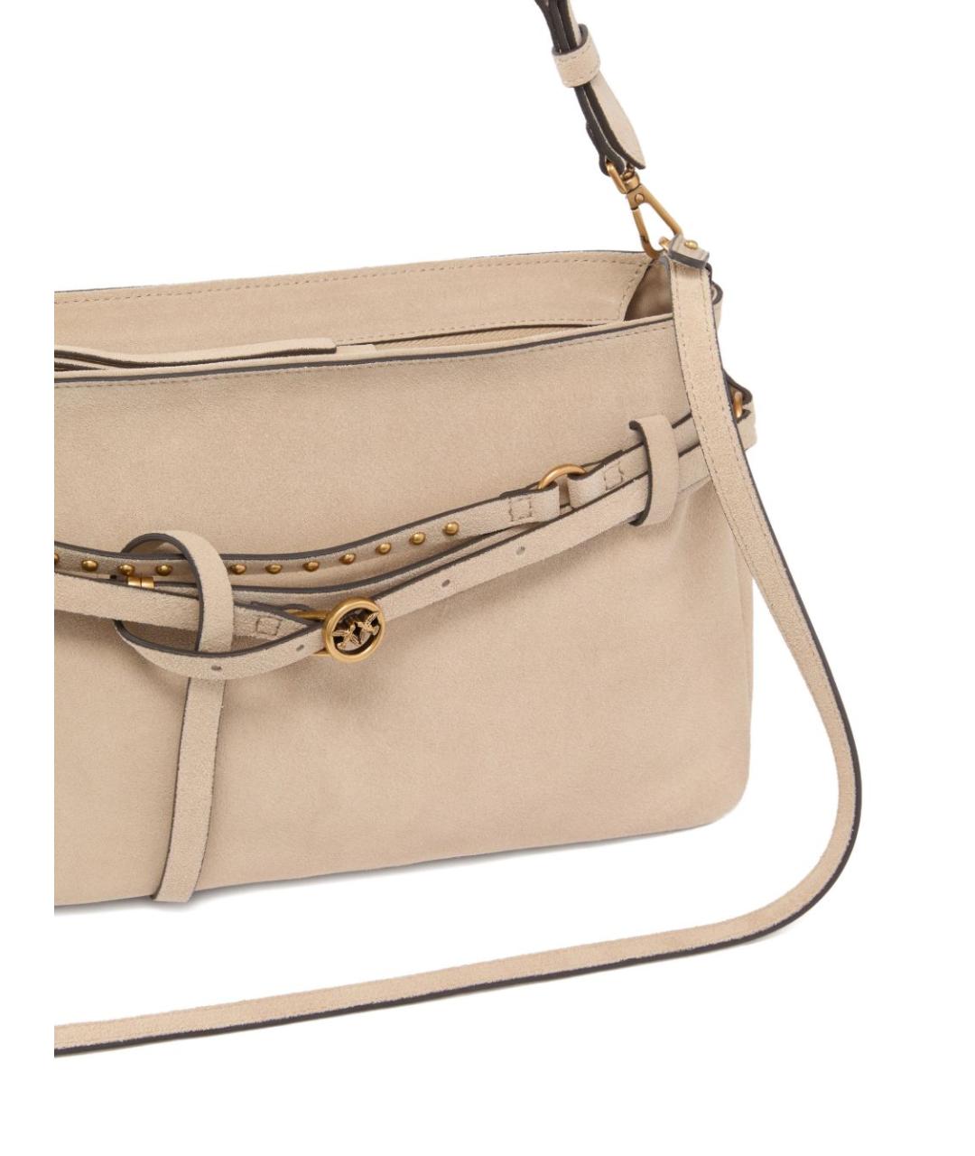 PINKO Бежевая кожаная сумка через плечо, фото 4