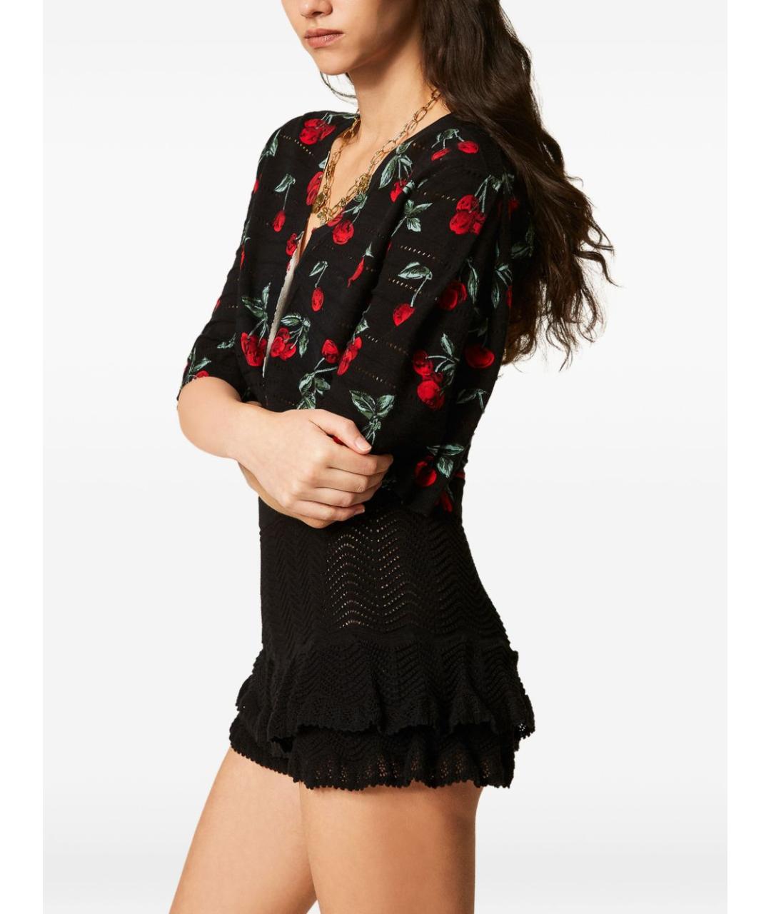 TWIN-SET Черные хлопковые шорты, фото 4