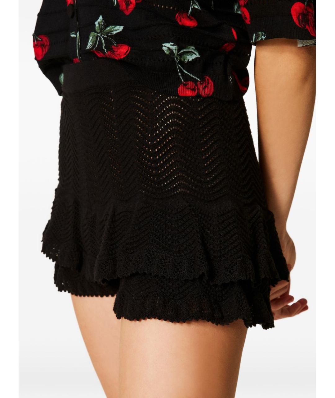 TWIN-SET Черные хлопковые шорты, фото 2