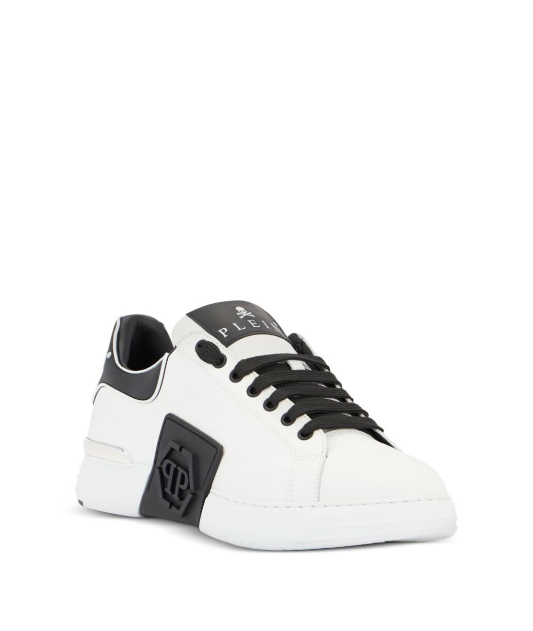 PHILIPP PLEIN Белые кожаные низкие кроссовки / кеды, фото 3